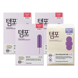 동아제약 템포 오리지널 슈퍼 20개 3팩 + 내추럴 순면 패드 중형 16매