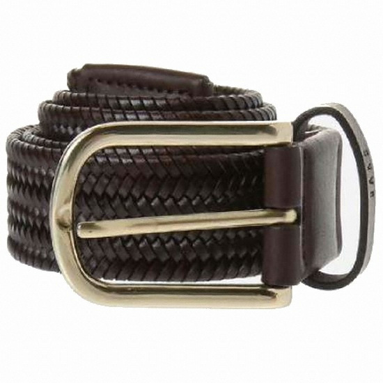 LF 닥스 다크브라운 스트레치 위빙 가죽 벨트 DBBE7E605W3