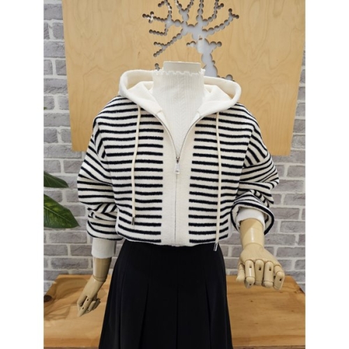 레코브 스트라이프 후드 가디건 LC61EYKC207C_이미지