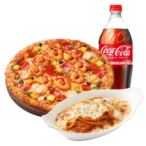  피자헛 씨푸드킹 노엣지L+리치치즈파스타+콜라1.25L
