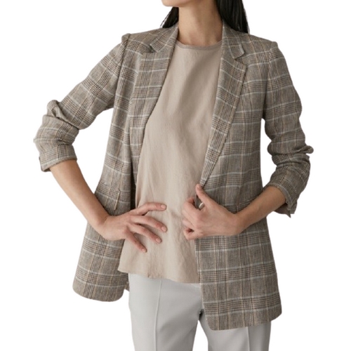 원버튼 체크 자켓 VOCFUXM3251