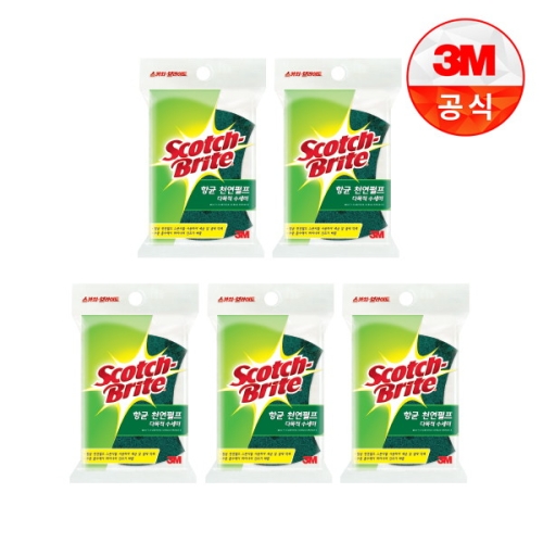 3M 스카치브라이트 항균 천연펄프 다목적 수세미 (5개)_이미지
