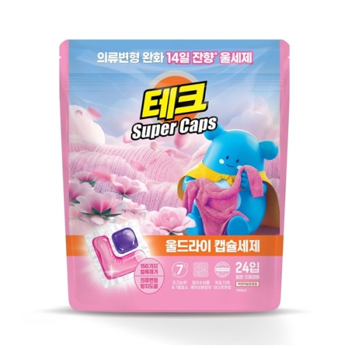 테크 수퍼캡스 울드라이 <b>캡슐</b><b>세제</b> 24개입