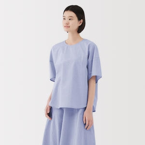 무인양품 MUJI 여성 시원한 크루넥 풀오버 반소매 블라우스 BC2LIA5S