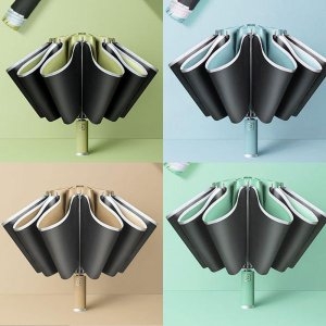 미니 사이즈 튼튼한 야광 안전 거꾸로 3단 자동 우산