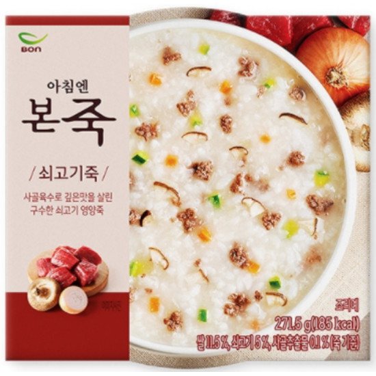 동방푸드마스타 아침엔본죽 쇠고기죽 271.5g이미지입니다. 누르면 해당 게시물로 새창이동합니다.