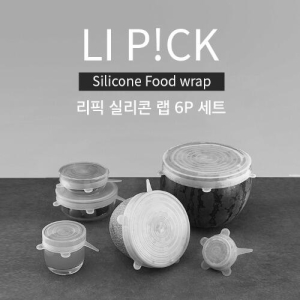 갓샵 LIPICK 실리콘 뚜껑 랩 덮개 6P 만능 실리콘덮개 에코 주방 반찬 밀봉랩_이미지