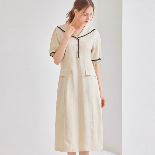 마린 카라 라인 린넨 원피스_PBMF5M1OP3390