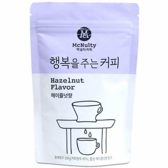 한국맥널티 행복을 주는 커피 헤이즐넛향 100g (1개)