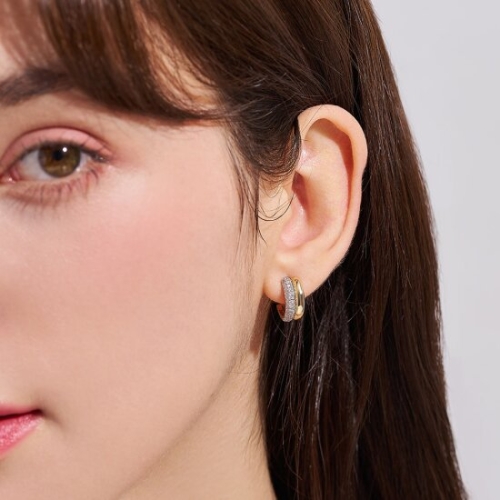 도로시 여성 18k 랩 다이아몬드 믹스 파베 귀걸이