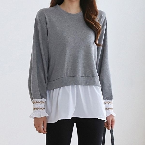 모리스커밍홈 라운드 밑단레이어드 긴팔 티셔츠_M2602TS601A