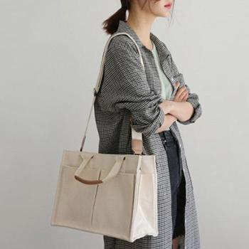 라일리 Rly 깔끔한 디자인 여성 캔버스 토트백 스퀘어 숄더백 S9506690