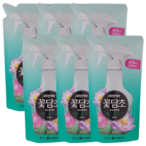LG생활건강 샤프란케어 꽃담초 섬유탈취제 연꽃향 리필 320ml (6개)