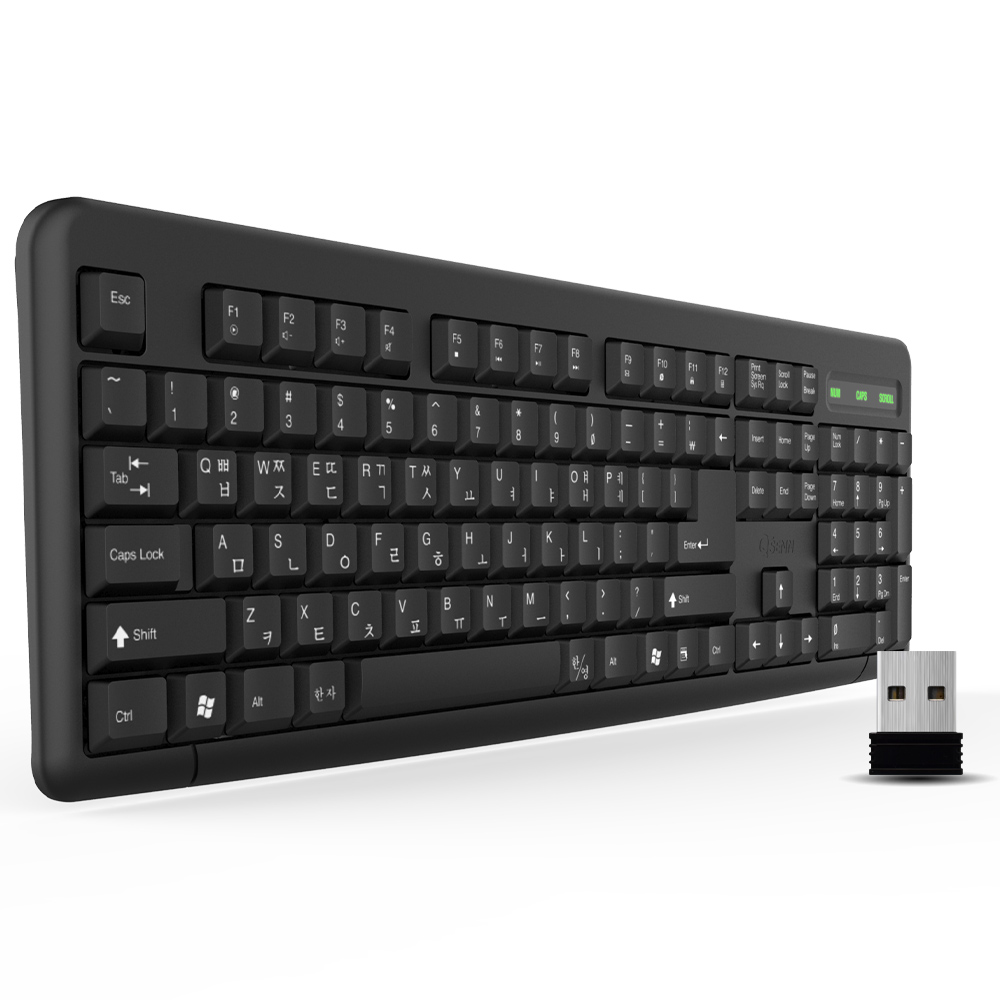 QSENN K1000 무선키보드 (블랙, 키스킨 포함)_이미지