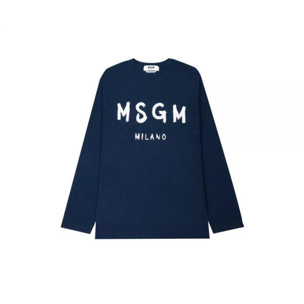 MSGM 브러쉬드 로고 긴팔 티셔츠 3540MM511 237798 89