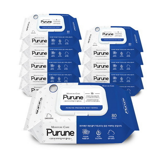 씨티엘 ㅤ푸르내 프리미엄 물티슈 캡형 80매 (2팩, 160매)_이미지