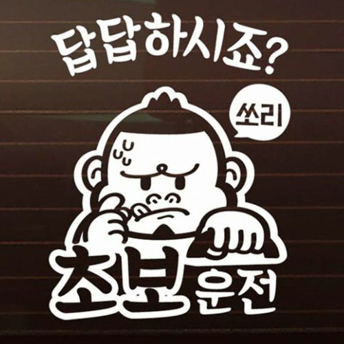 제제데코 초보답답 싸나이 초보운전 스티커 [화이트]