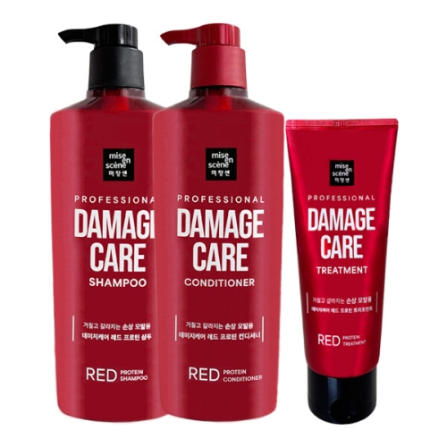 데미지케어 레드 프로틴 샴푸 680ml+컨디셔너 680ml+트리트먼트 180ml 3종세트