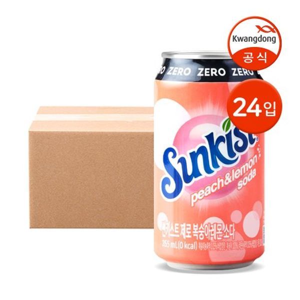 썬키스트 제로 복숭아레몬 소다 355ml 24입_이미지