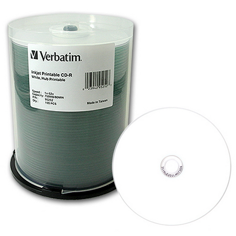 버바팀 CD-R 700MB 52x 와이드프린터블 케익 (100장)