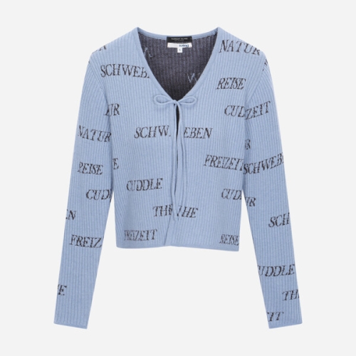 써스데이아일랜드 타이포 전판 자카드 골지 가디건 T256MCD901W_이미지