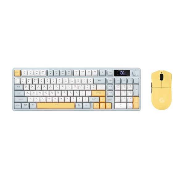 지클릭커 OFFICEPRO WMK990 사일런스 M LCD 98 무선 키보드 마우스 세트 (Navy Blue)_이미지