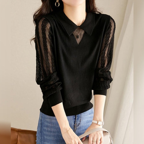 유니제이 다윈 레이스 시스루 카라넥 니트티