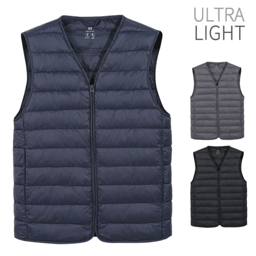  디바옴므 겨울 지퍼 V넥 경량 패딩 집업 조끼