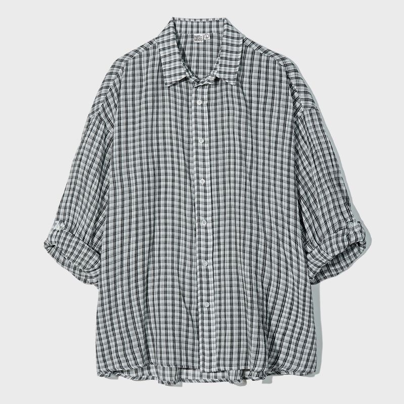 파르티멘토 Sheer Check Roll Up Shirts Gray 3219119 420403_이미지