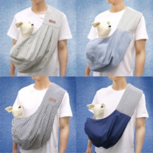 강아지 이동가방 데님 양면 슬링백