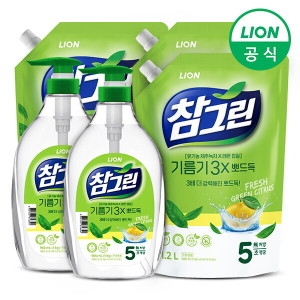 참그린 기름기 뽀드득 레몬녹차 965ml + 리필 1.2L (본품2개+리필3개)_이미지