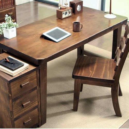 해찬솔원목이야기 소나무 통원목 서재책상+의자+서랍통