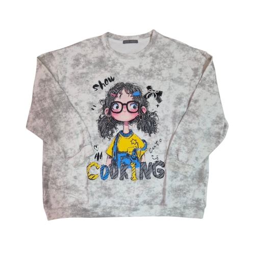 르니앤맥코이 여성 오버핏 리본 브로치 라운드넥 티셔츠 MN03TS004FJY_이미지