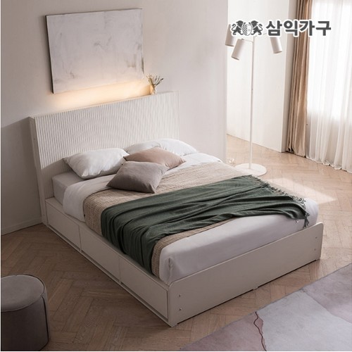 삼익가구 디메이 아트월 수납 호텔 LED침대 Q (매트별도)_이미지