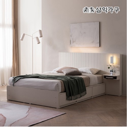 삼익가구 디메이 아트월 수납 호텔 LED침대 Q (매트별도)_이미지