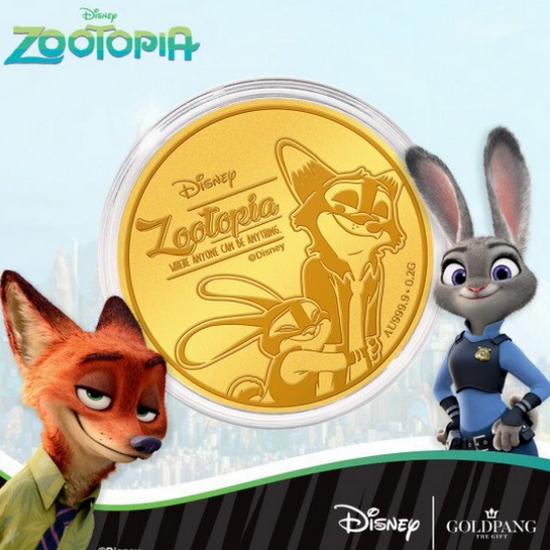 골드팡 디즈니 주토피아 닉주디 캐릭터 순금코인 0.2g