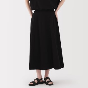 무인양품 오가닉 코튼 UV 차단 냉감 쿨 플레어 맥시 롱 스커트 블랙 84839559