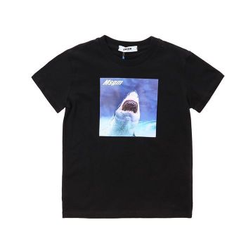 MSGM 키즈 샤크 로고 반팔티셔츠 153767116