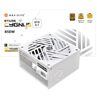 맥스엘리트 STARS CYGNUS <b>850W</b> 80PLUS골드 풀모듈러 ATX3.1 화이트