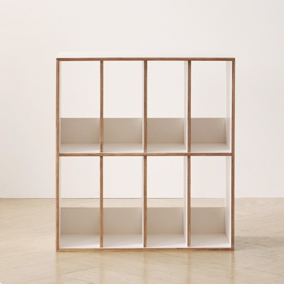 홈인홈 화이트 북카페 2단 4x2 자작나무 원목 책장 600