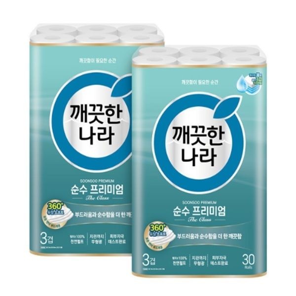 깨끗한나라 순수 프리미엄 더 클래스 30m (30롤) (3팩)_이미지
