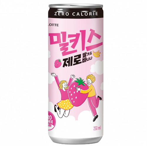 롯데칠성음료 밀키스 제로 딸기 바나나 250ml (6개)