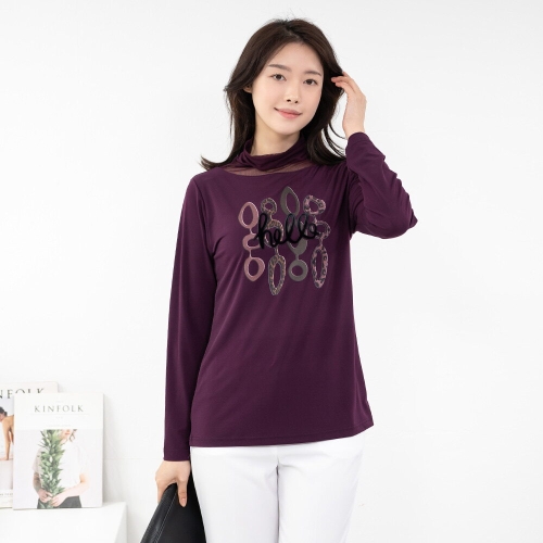 모슬린 엄마옷 시스루 터틀 긴팔티셔츠 RTY613321 중년여성/50대/60대/70대/마담/빅사이즈/할머니옷/여자_이미지