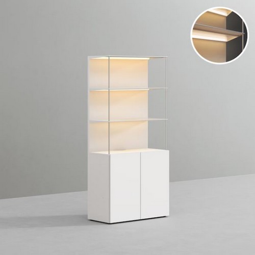 데스커 DSCDB0805H 2단 도어 조명 스틸 철제 선반 5단 책장 800