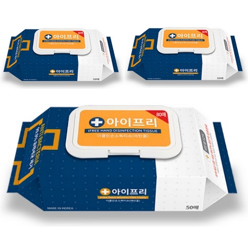 아이프리 더클린 손소독티슈 캡형 80매 (3팩)_이미지