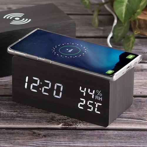 플라이토 무선충전 LED 온습도 탁상시계_이미지