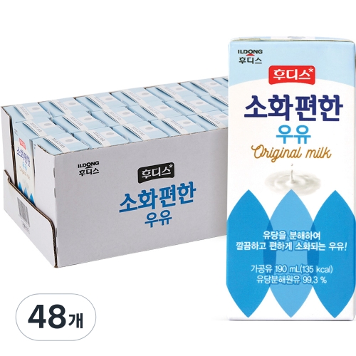 일동후디스 후디스 소화 편한 우유 오리지널 190ml (48개)_이미지