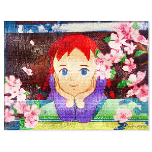 케이엠엘리 보석십자수 액자세트 빨강머리앤 흩날리는 꽃_이미지