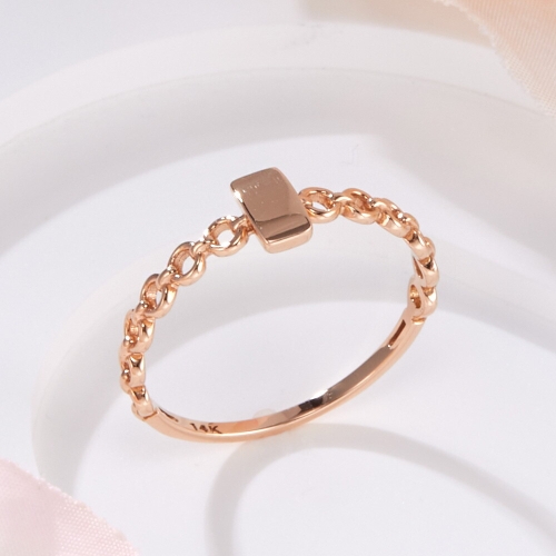 비앤비골드 18K 사각 골드스틱 원형 체인 반지 SRS42280