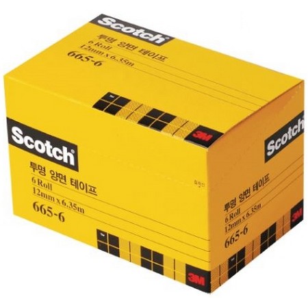 3M 스카치 665 투명 양면 테이프 리필 12mm x 6.35m (6개)